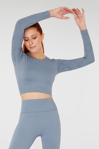 Naples Uzun Kol Crop Top Econyl Stone