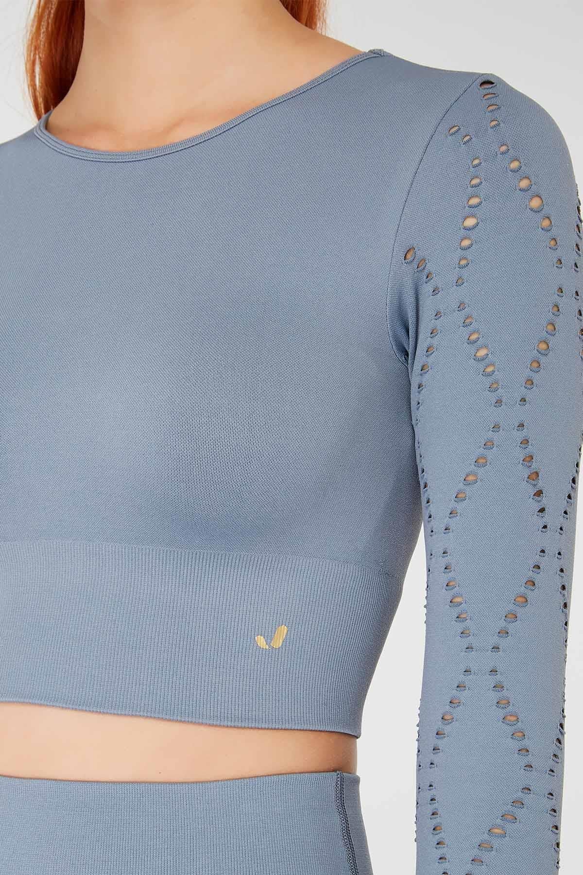 Naples Uzun Kol Crop Top Econyl Stone