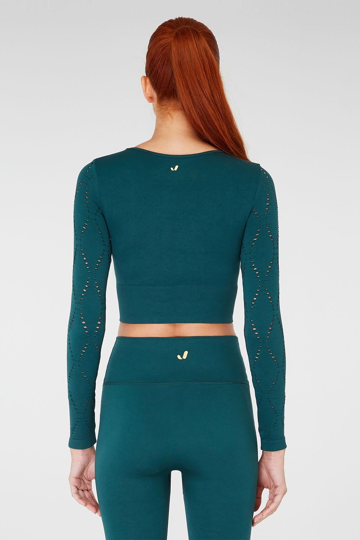 Naples Uzun Kol Crop Top Econyl Yeşil