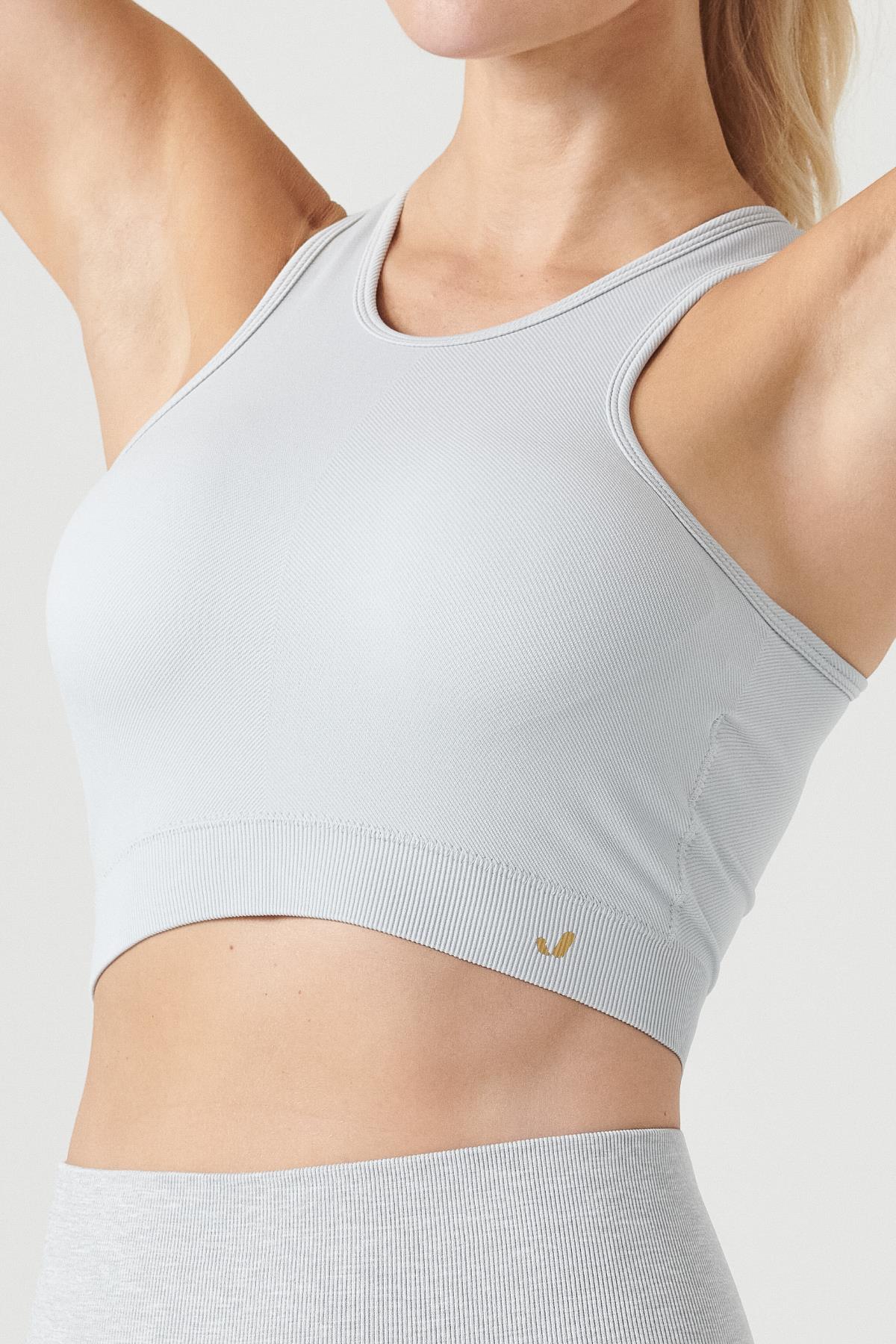 Palmi Self-Patterned Round Neck Covered Bra Gray