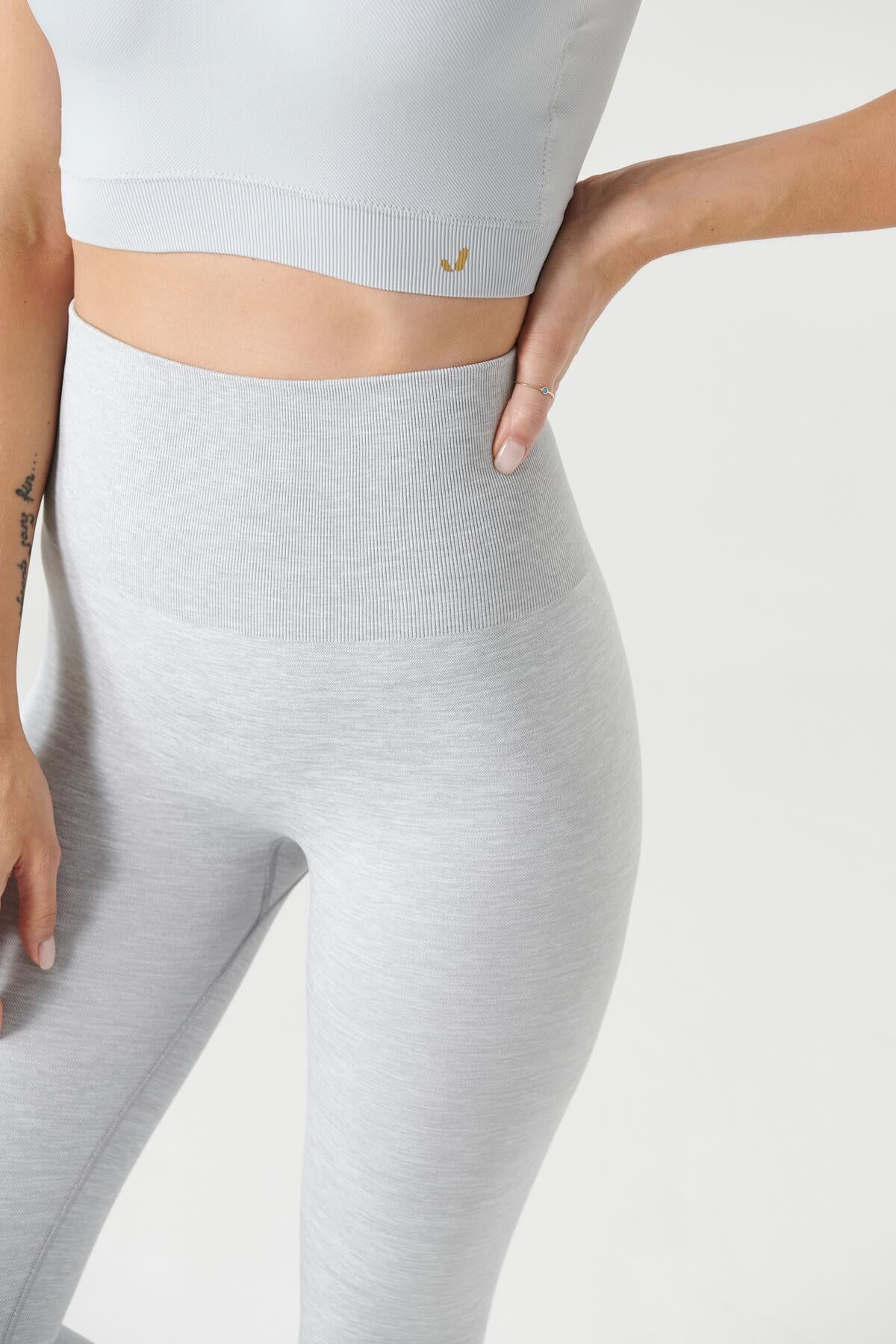 Palmi Melange Patterned High Waist Leggings Gray