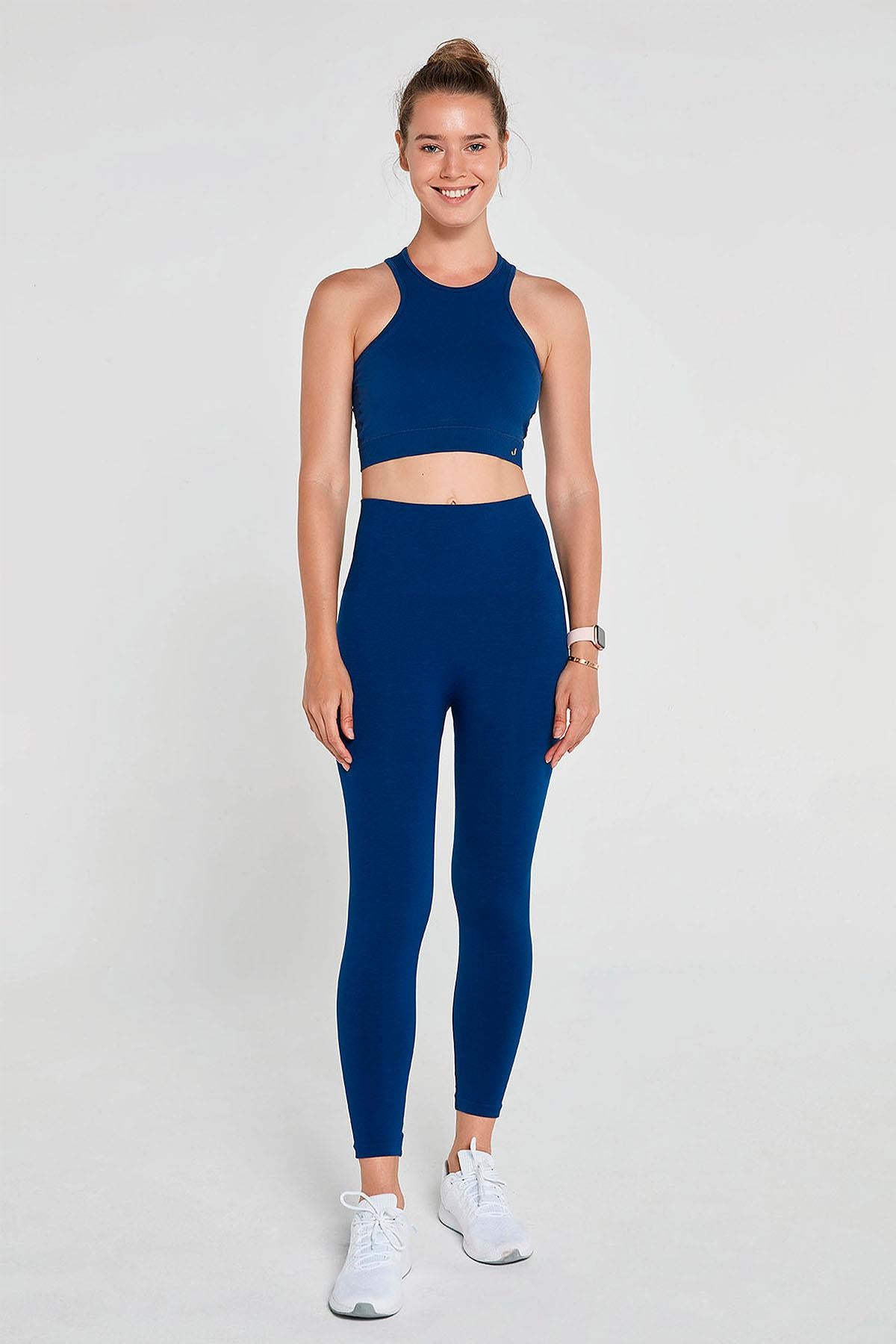 Palmi Melange Patterned High Waist Leggings Navy