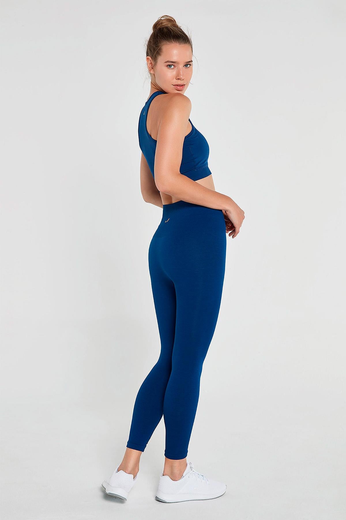 Palmi Melange Patterned High Waist Leggings Navy