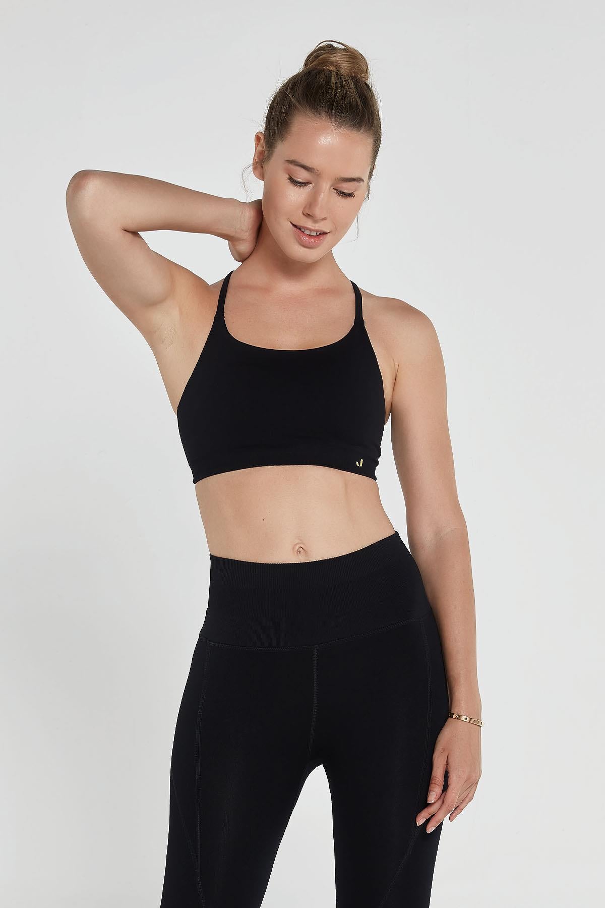 Pine Adjustable Thin Strap Bra Black