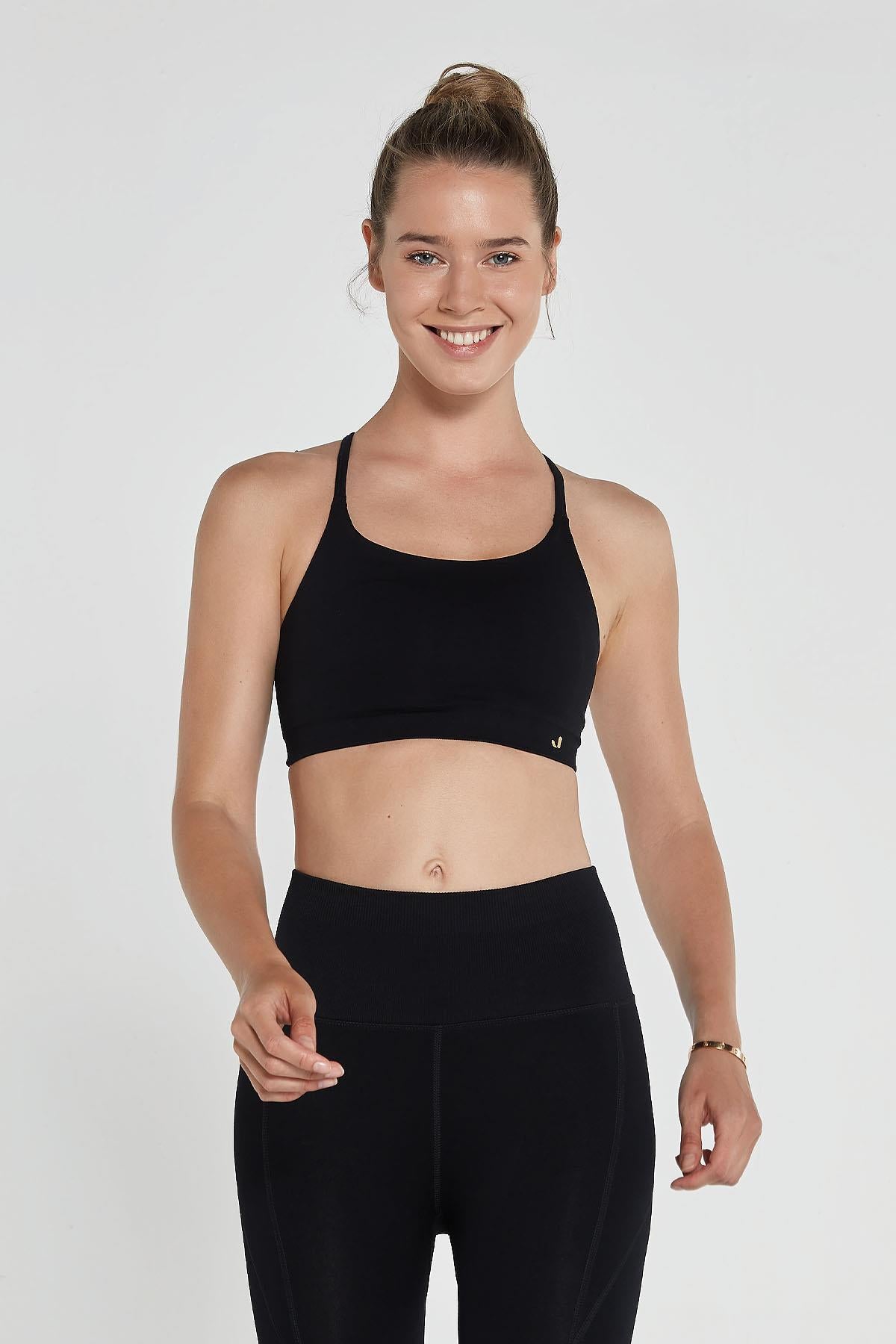 Pine Adjustable Thin Strap Bra Black