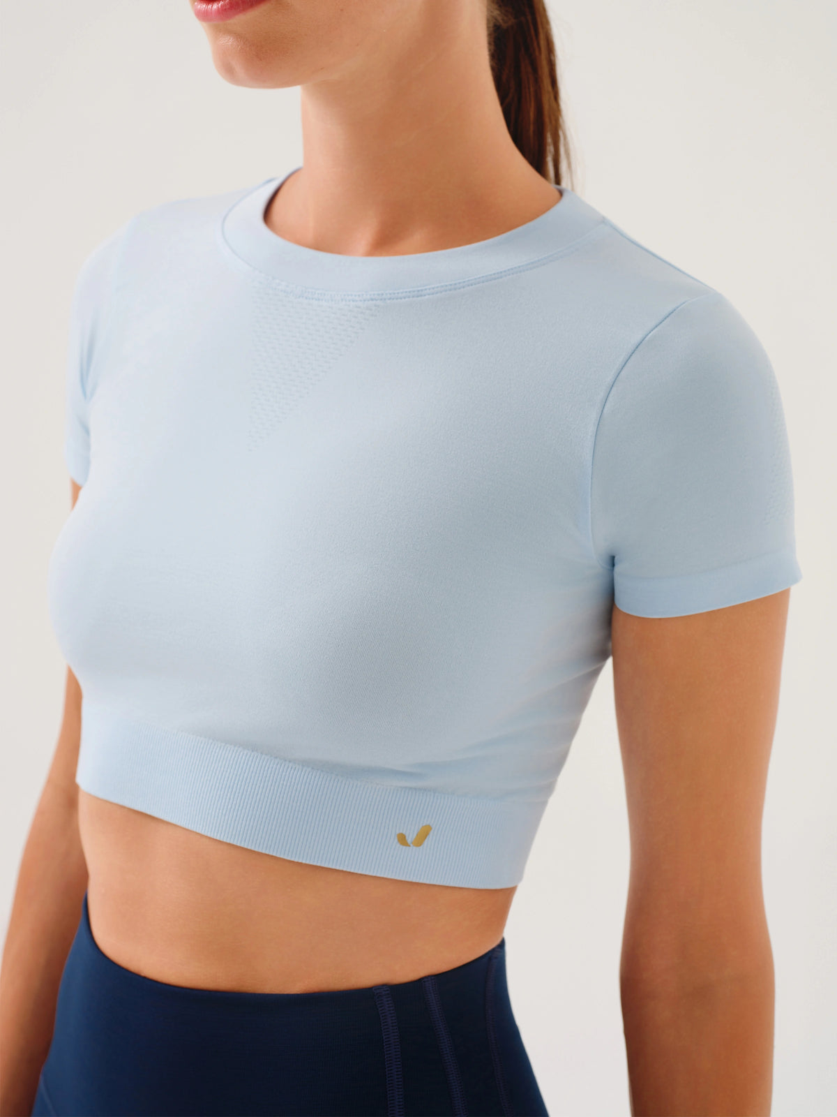 Captiva Yumuşak Dokulu & Esnek Crop Top Mavi
