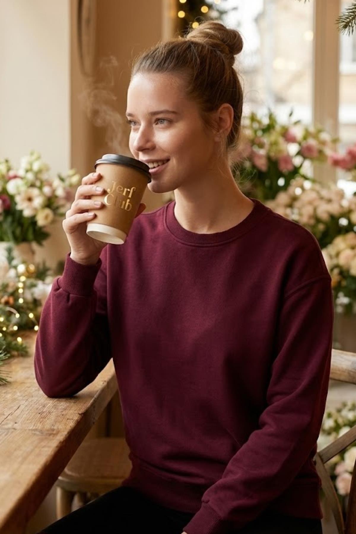 Lydney Women Crew Neck Sweatshirt Burgundy