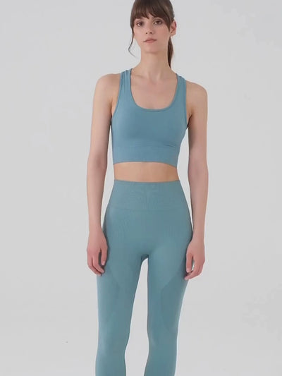 Gela Yüksek Bel, Esnek ve Toparlayıcı Spor Tayt Su Yeşili